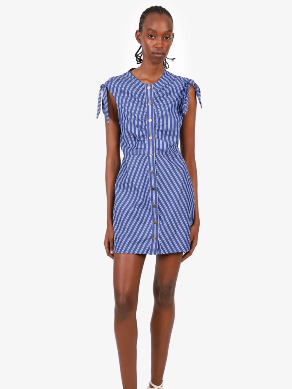 10 Crosby Derek Lam Navy and White Striped Midi Dress Size 6